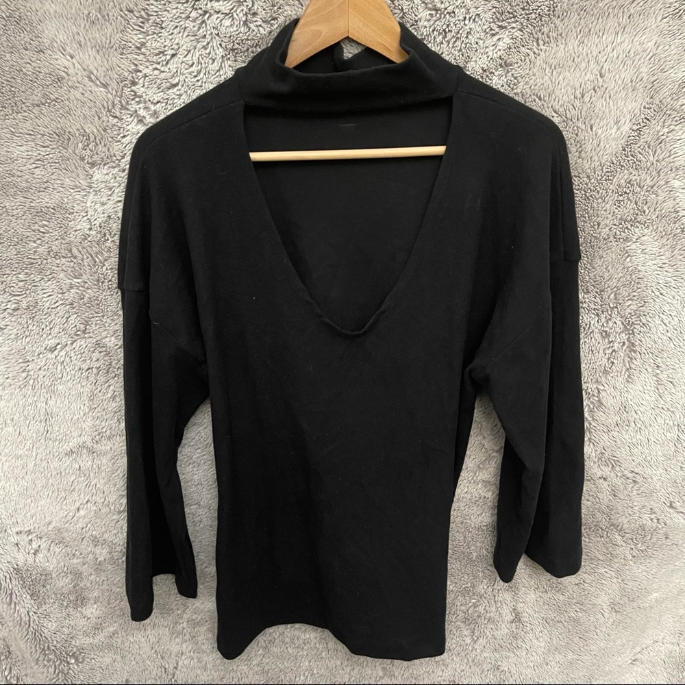 Oak + Fort Neck Tie 3/4 Sleeve Top